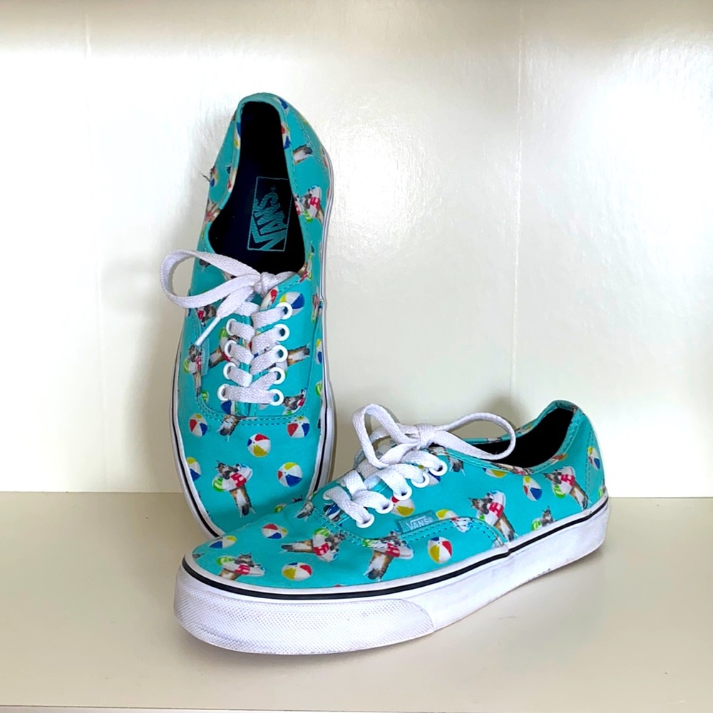 Vans kitty cat beach Val pool party teal shoes lo size 9 womens kawaii summer